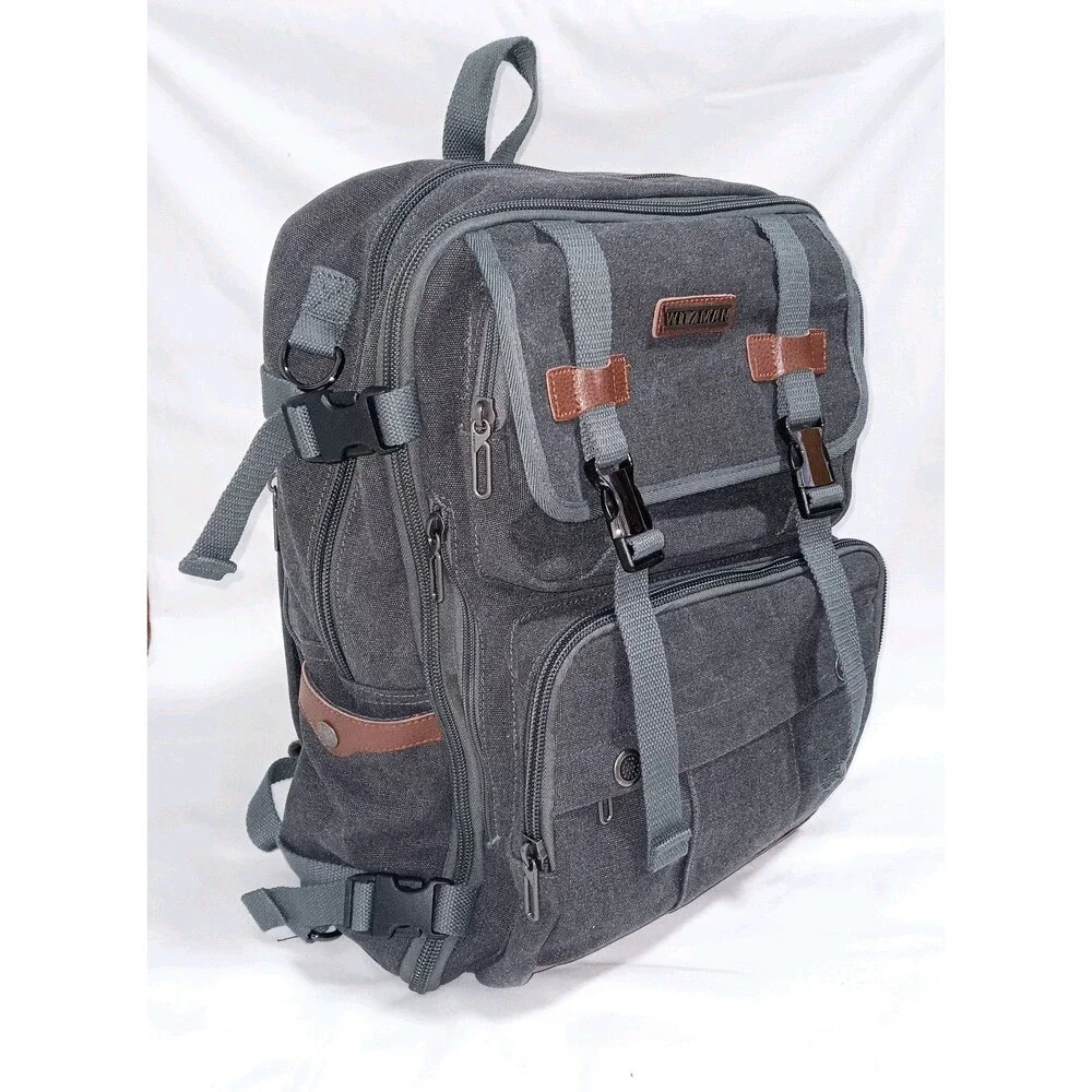 WITZMAN Canvas Travel Backpack for Men Large Laptop Upgraded/19 inch, Charcoal